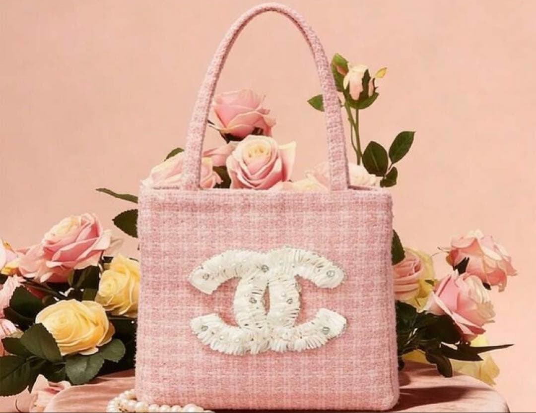 CHANEL ピンク ツイード ハンドバッグ