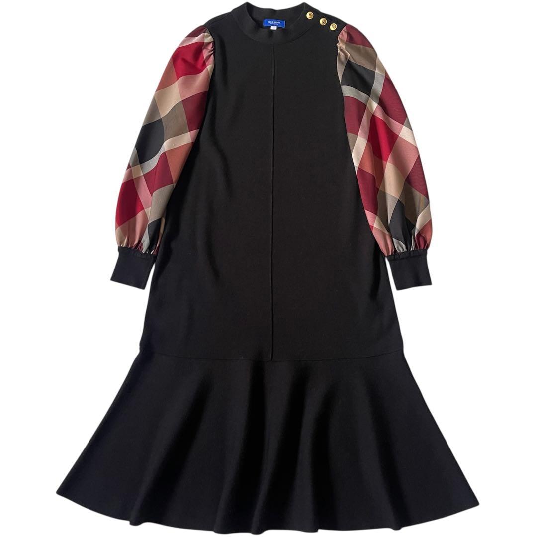 美品 ブルーレーベルクレストブリッジ ウールアクリルブレンドニットドレス 38