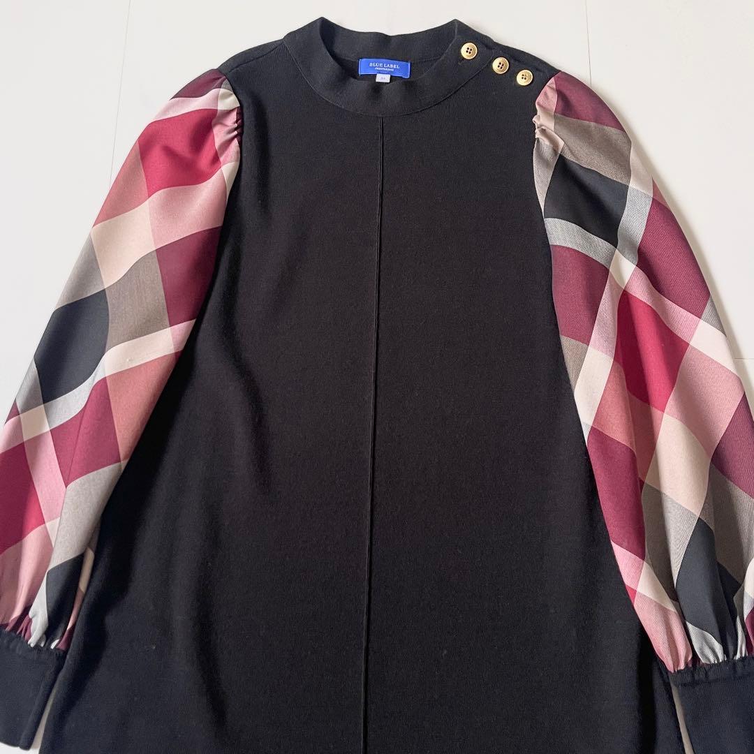 美品 ブルーレーベルクレストブリッジ ウールアクリルブレンドニットドレス 38