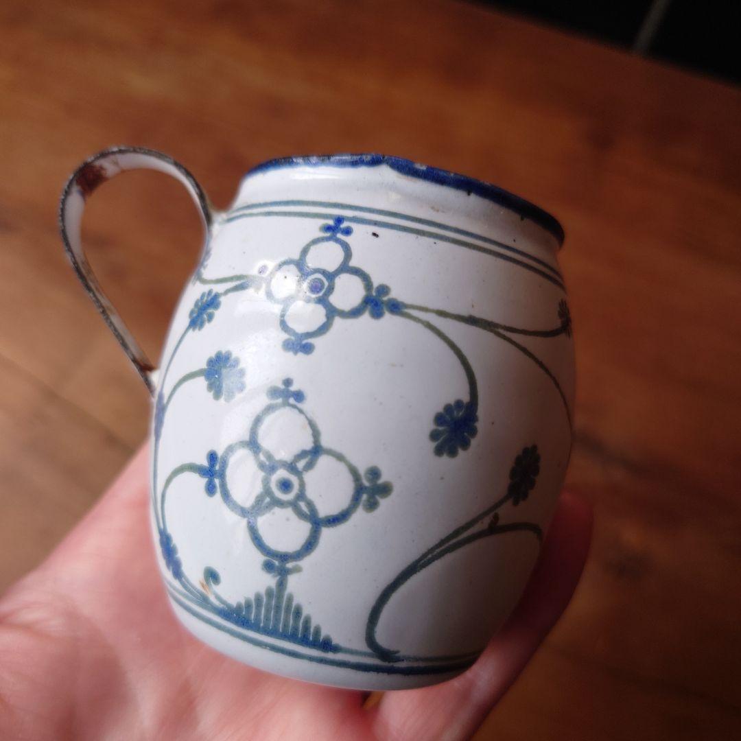 NAVY様 アンティークサボンカップのみ3個 サキソニー柄琺瑯カップ1個