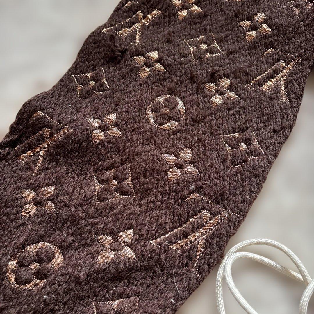 LOUIS VUITTON ブラウン マフラー フリンジ付き