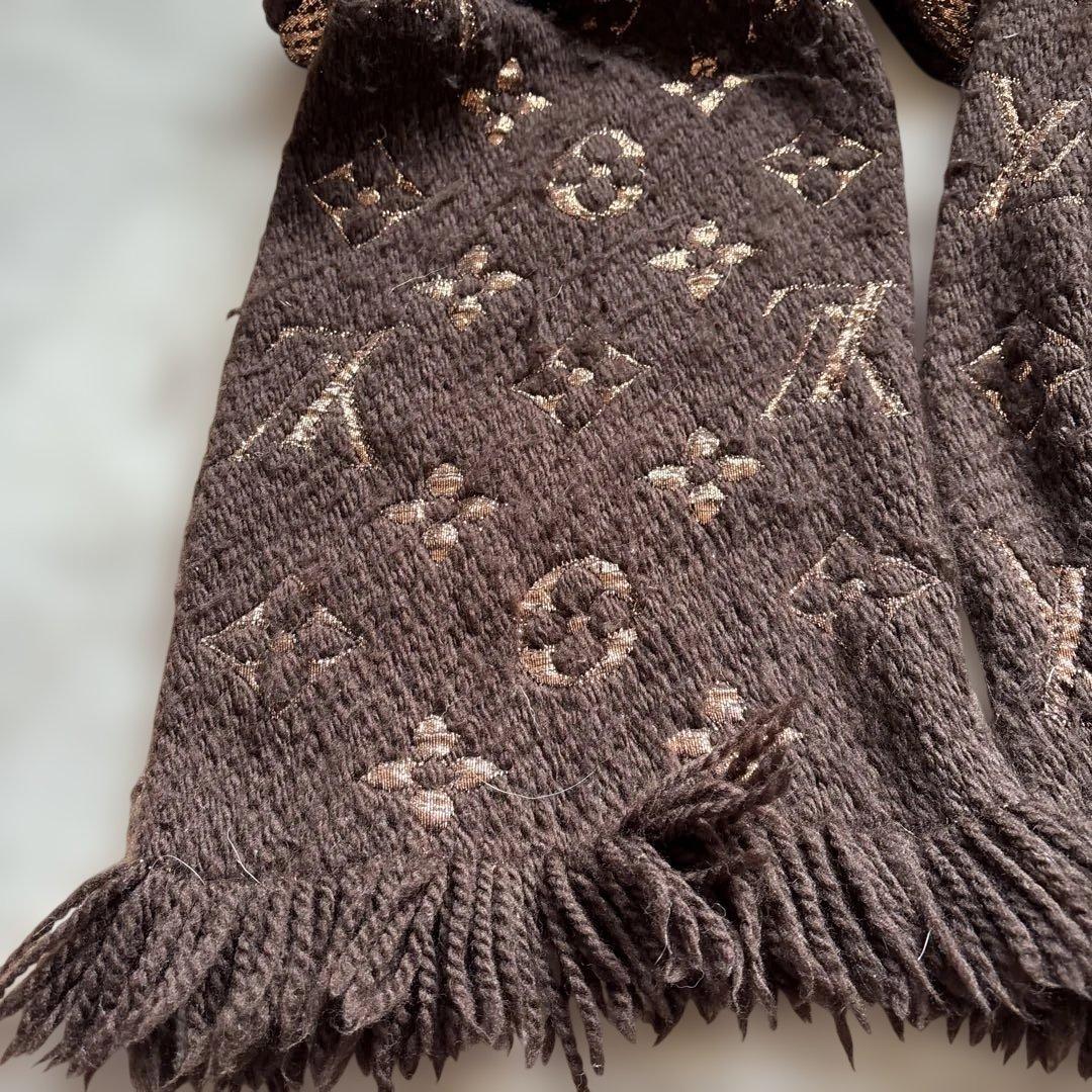 LOUIS VUITTON ブラウン マフラー フリンジ付き