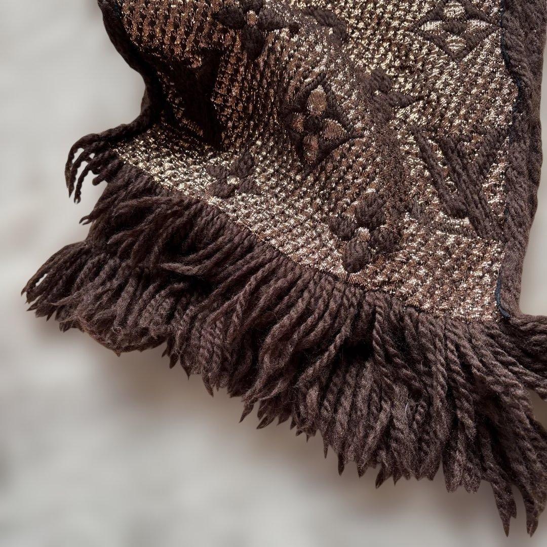 LOUIS VUITTON ブラウン マフラー フリンジ付き