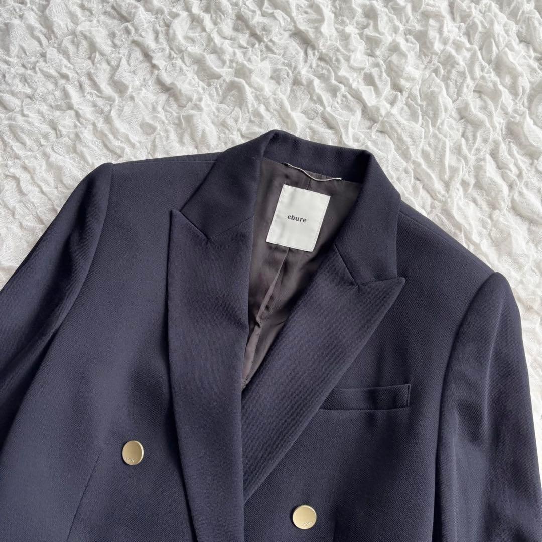 【美品 エブール ライトドライウール 6釦ダブルジャケット 近年モデル 金ボタン