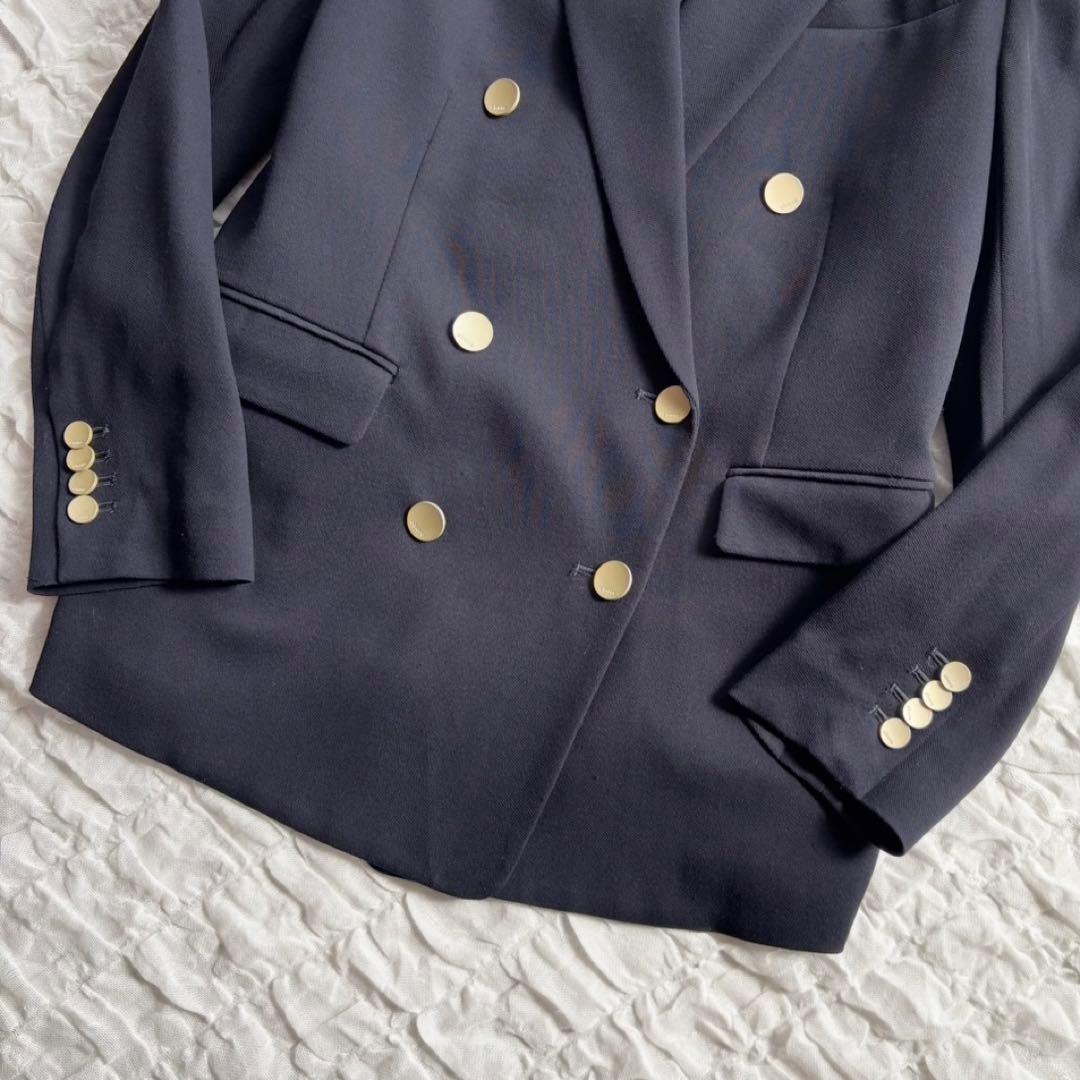 【美品 エブール ライトドライウール 6釦ダブルジャケット 近年モデル 金ボタン