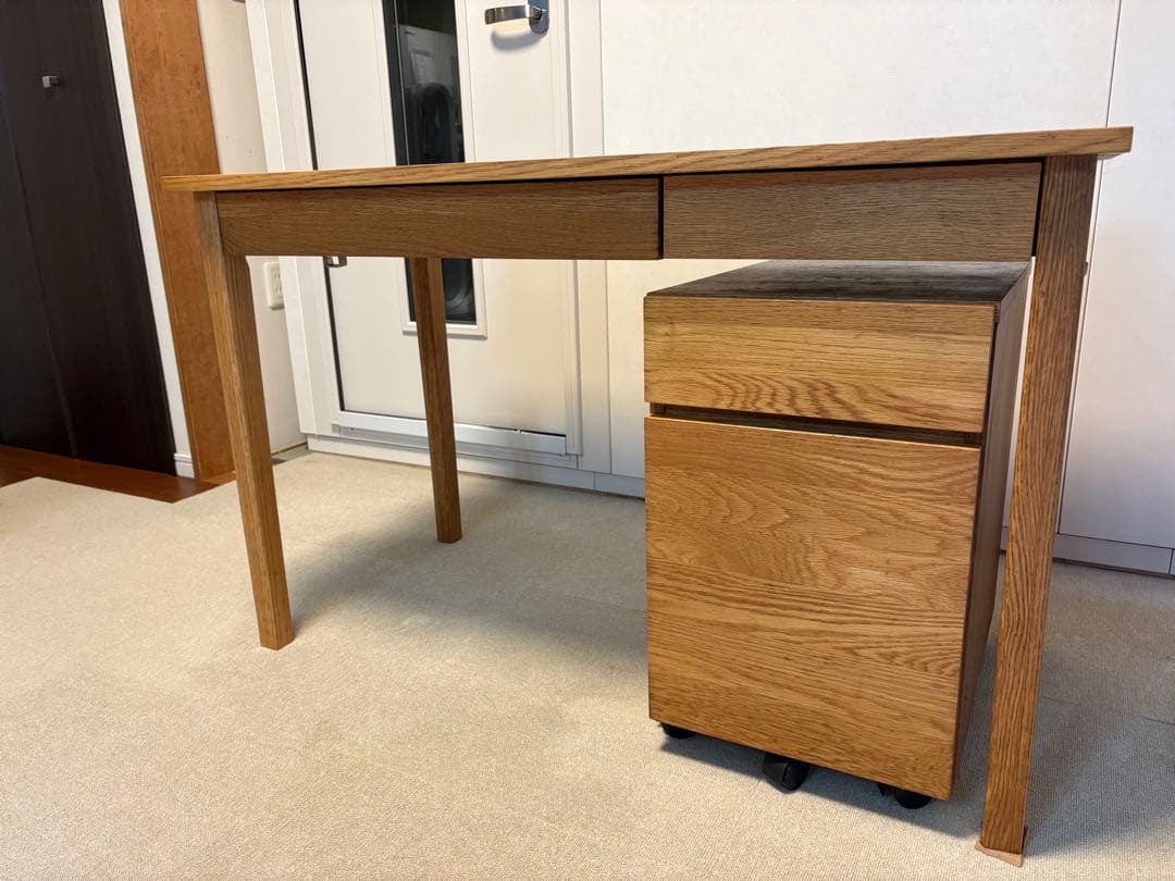 ★引取専用★無印良品無垢材デスク•引出付（オーク材）