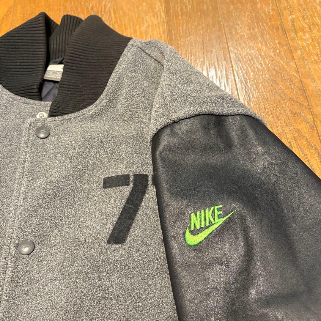 NIKE NASA 蛍光ロゴ　レザー切り替え　希少デザイン　肉厚ジャケット