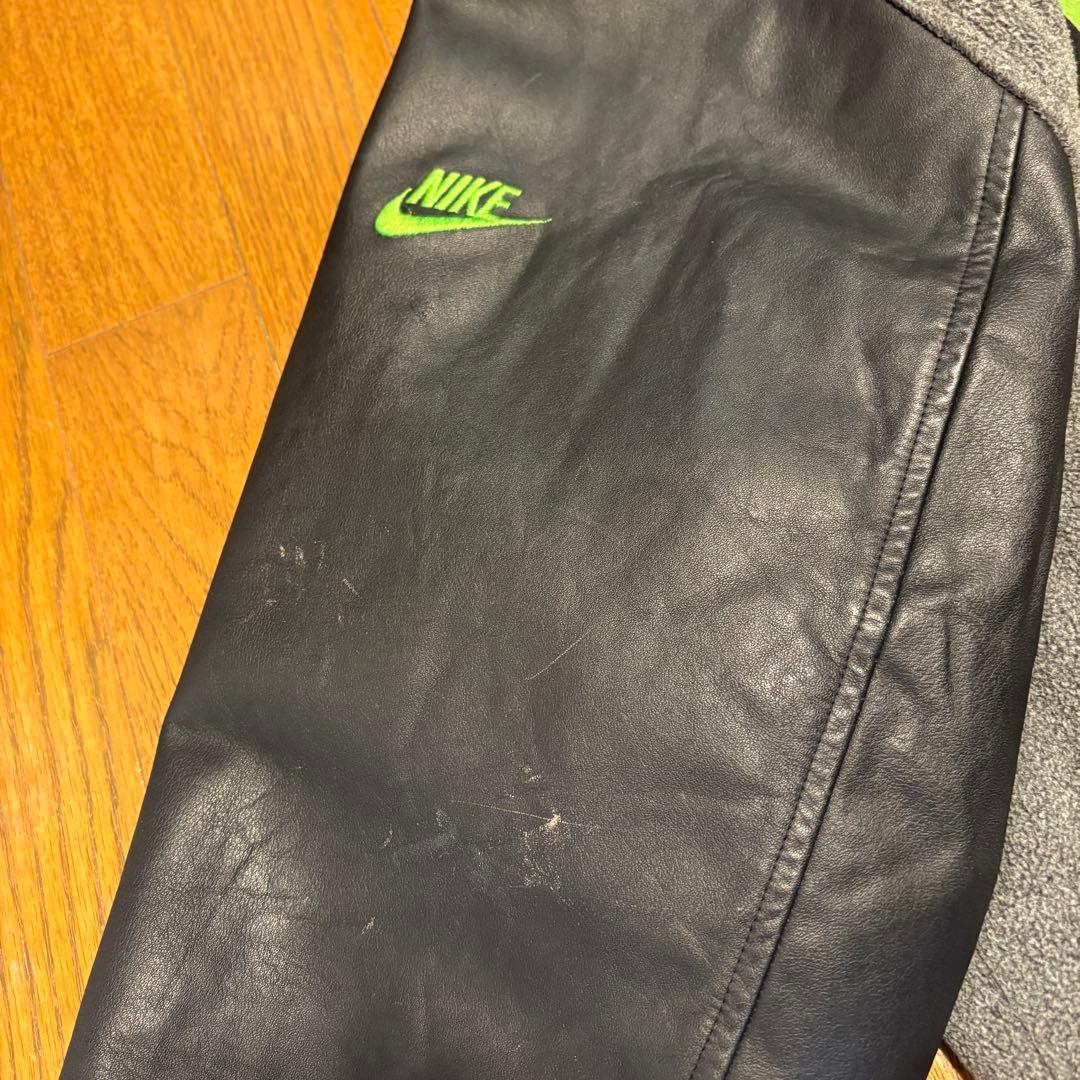 NIKE NASA 蛍光ロゴ　レザー切り替え　希少デザイン　肉厚ジャケット