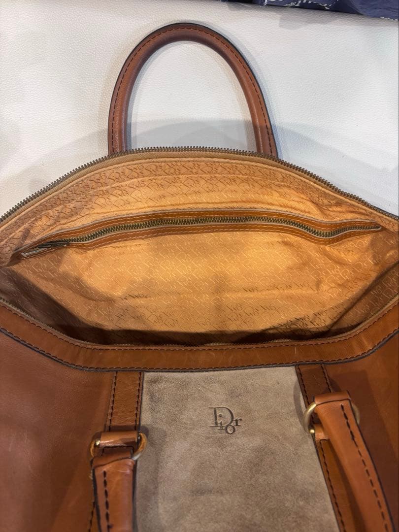 ChristianDior ディオール　ボストンバッグ　茶色　革　スエード