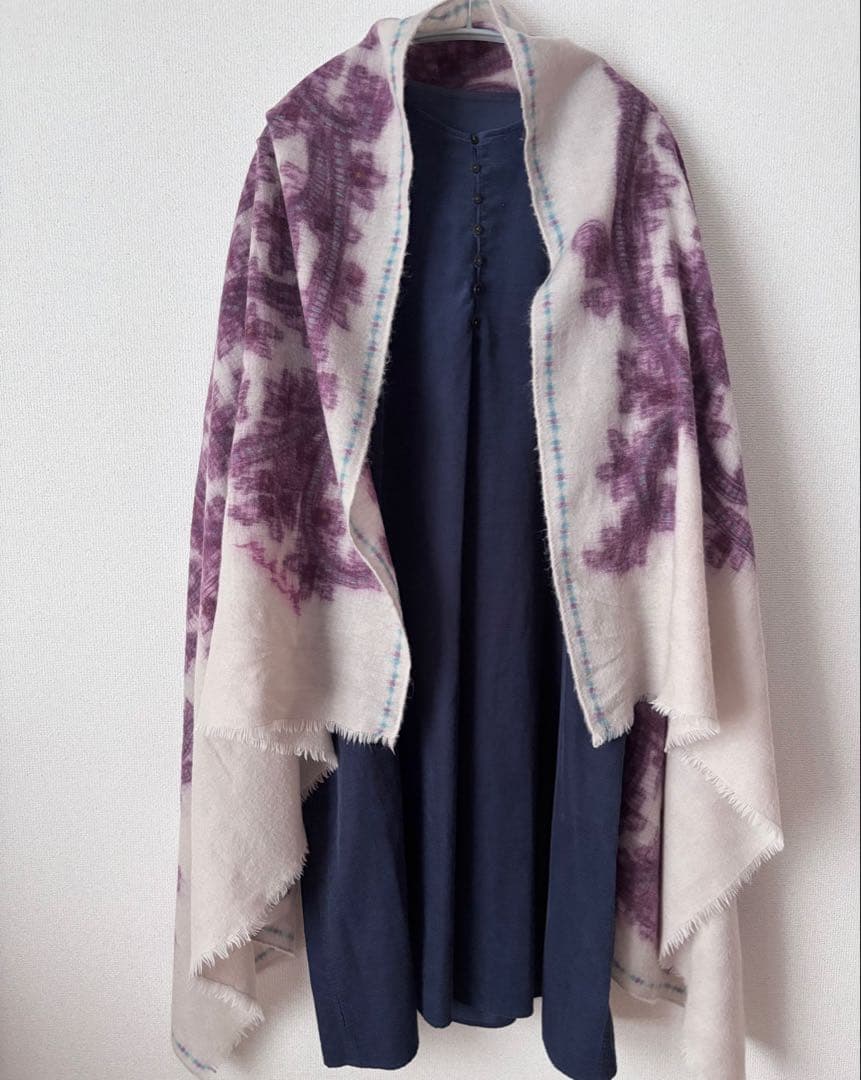 【美品】◆45R ウールストール ショール 45rpm