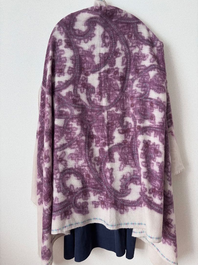 【美品】◆45R ウールストール ショール 45rpm