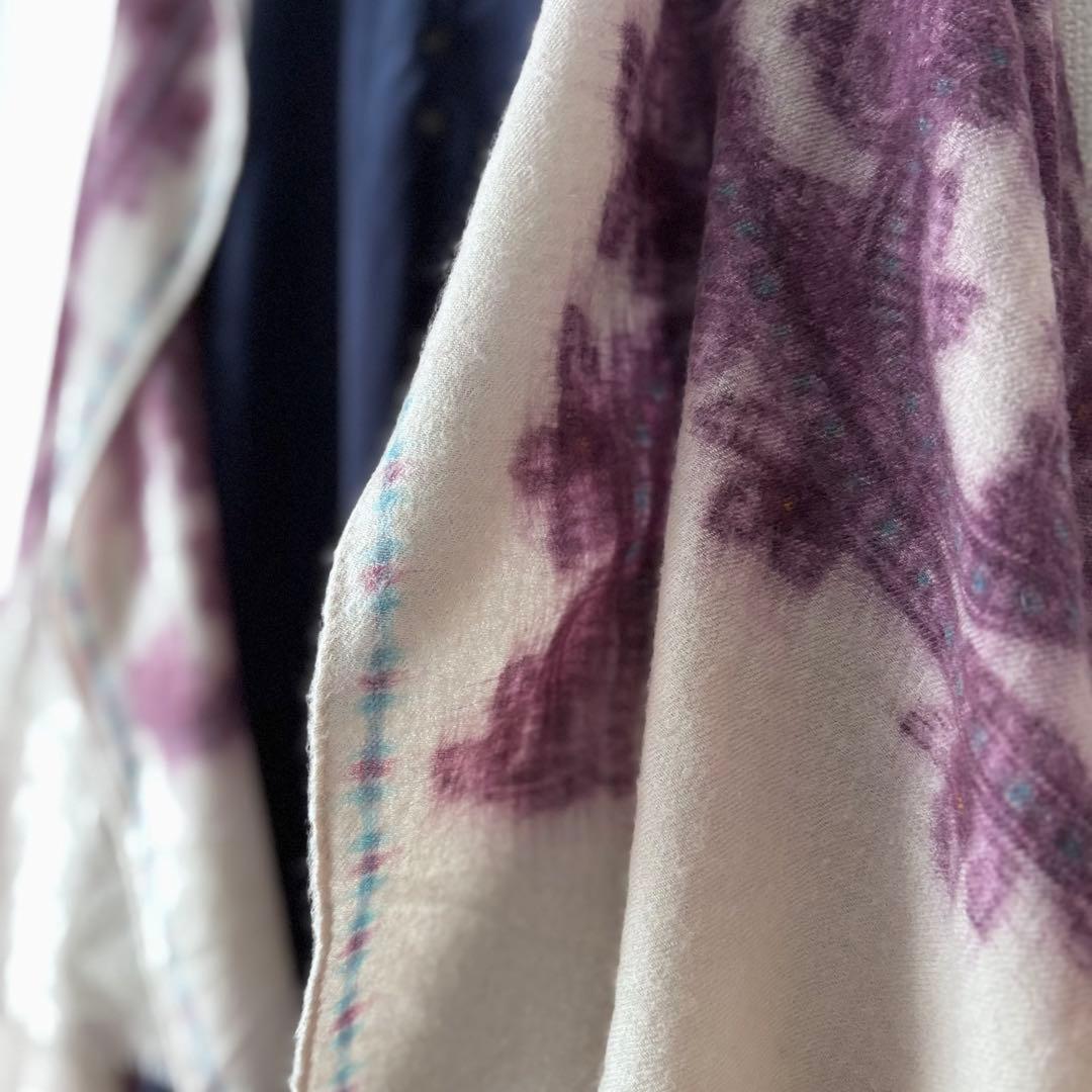 【美品】◆45R ウールストール ショール 45rpm