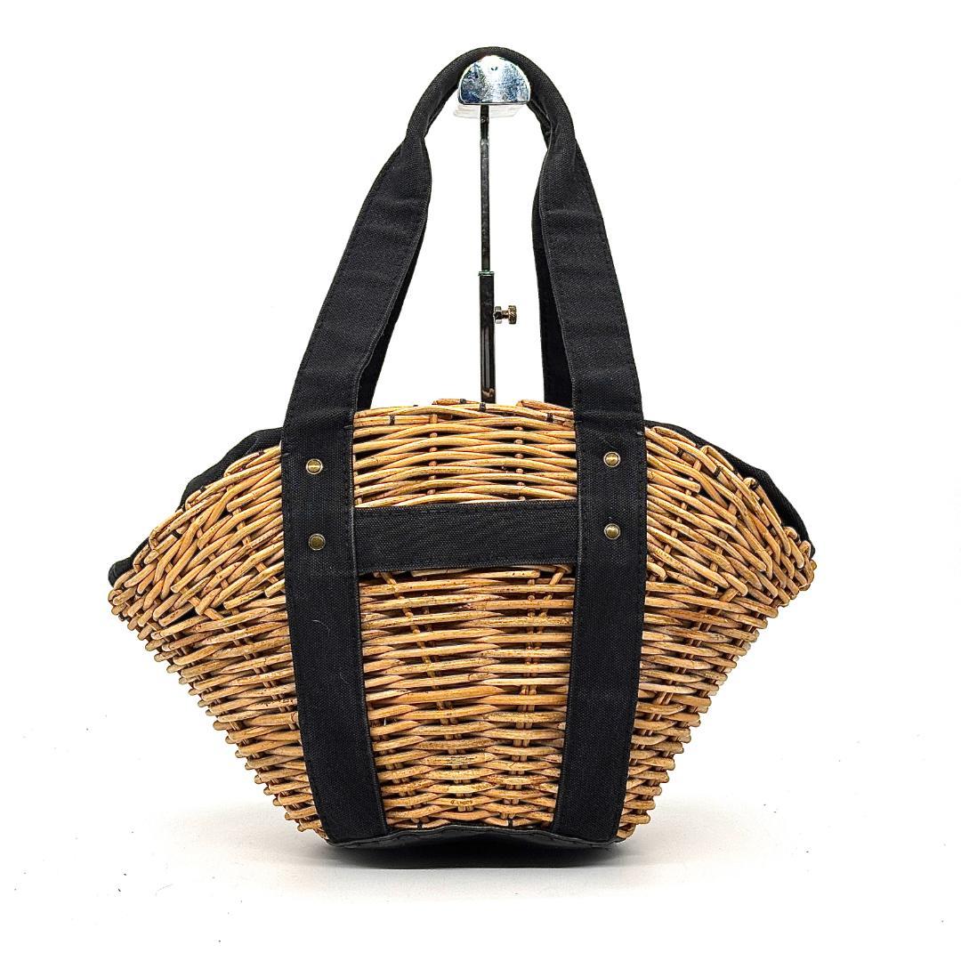 む*♪様 和装に馴染む✨　エバゴス　かごバッグ 扇形 紅籐 防水キャンバス 鏡付