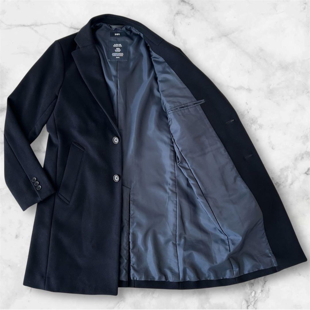 美品 SHIPS チェスターコート　スーパー160’S メリノウールメルトン