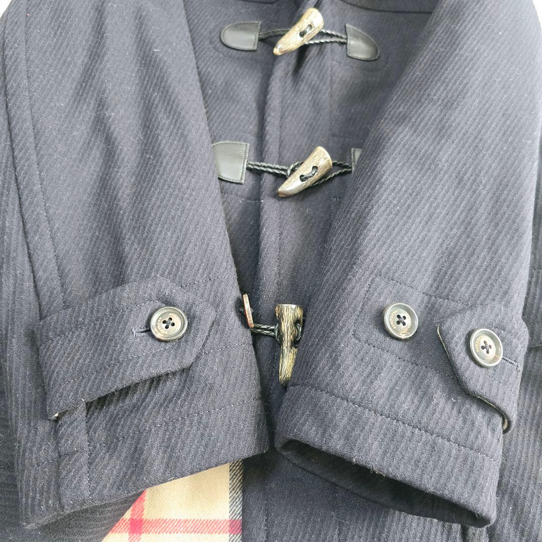 美品✨バーバリーロンドン　ダッフルコート　カシミヤ混　ノバチェック　黒　M