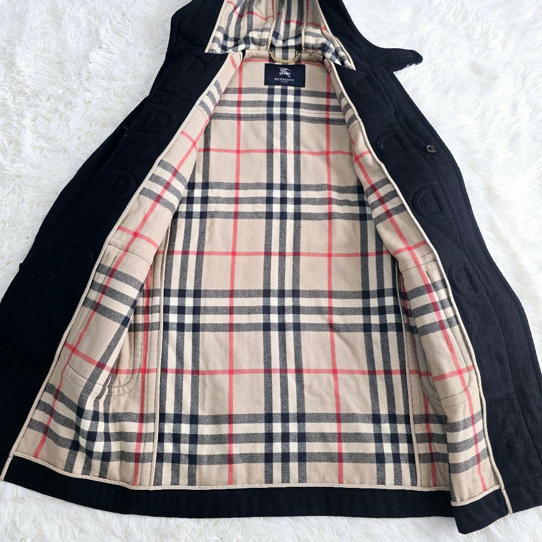 美品✨バーバリーロンドン　ダッフルコート　カシミヤ混　ノバチェック　黒　M
