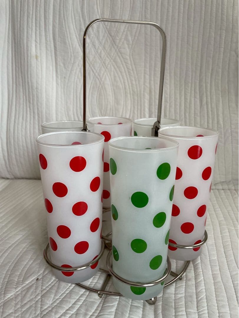 アンカーホッキング　ポルカドット　ストレートタンブラー　６個セット　ケース付き