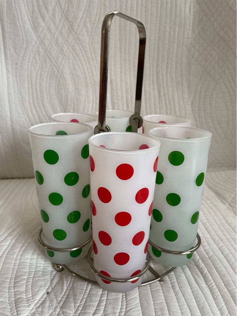 アンカーホッキング　ポルカドット　ストレートタンブラー　６個セット　ケース付き