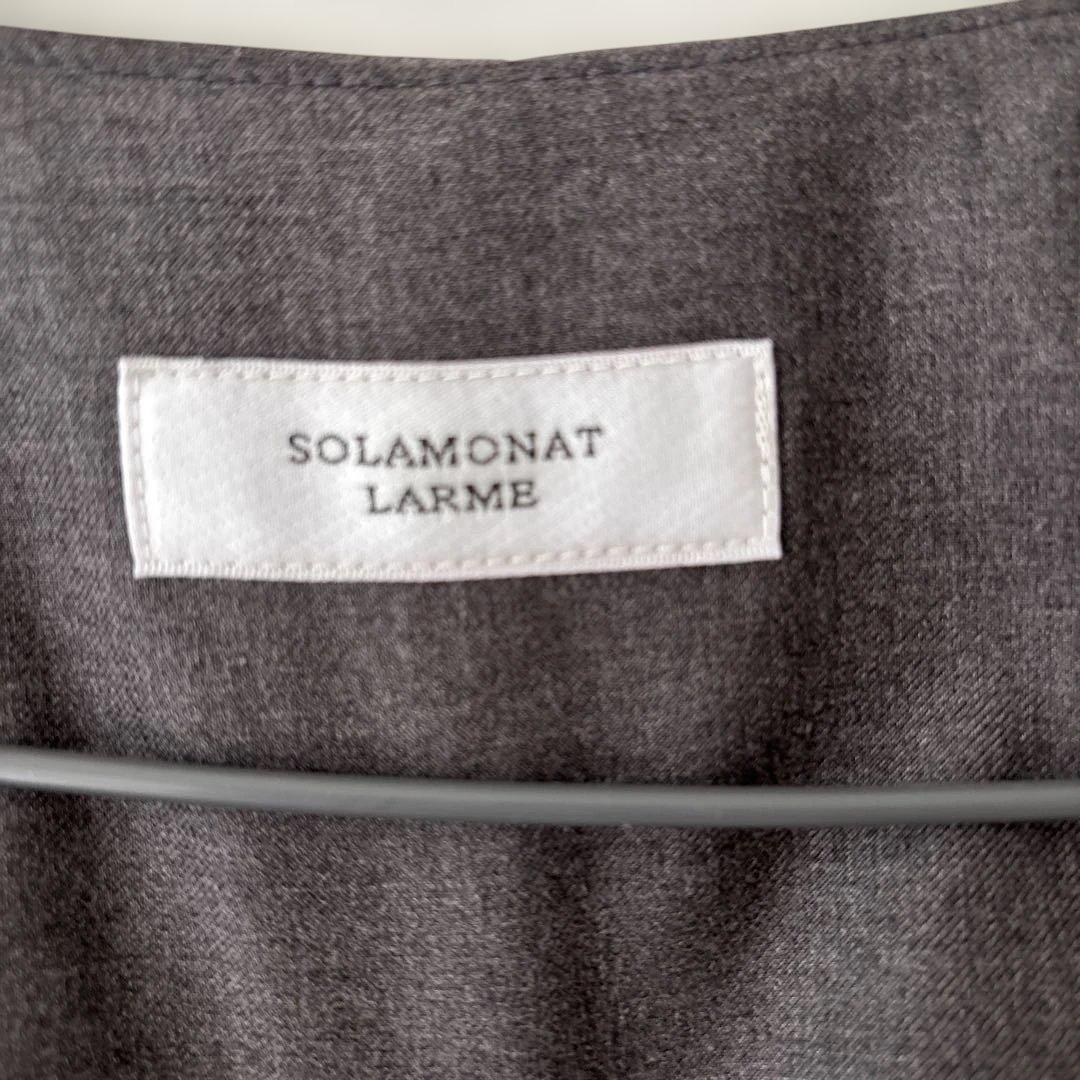 SOLAMONATノーカラージャケット グレー 長袖 40