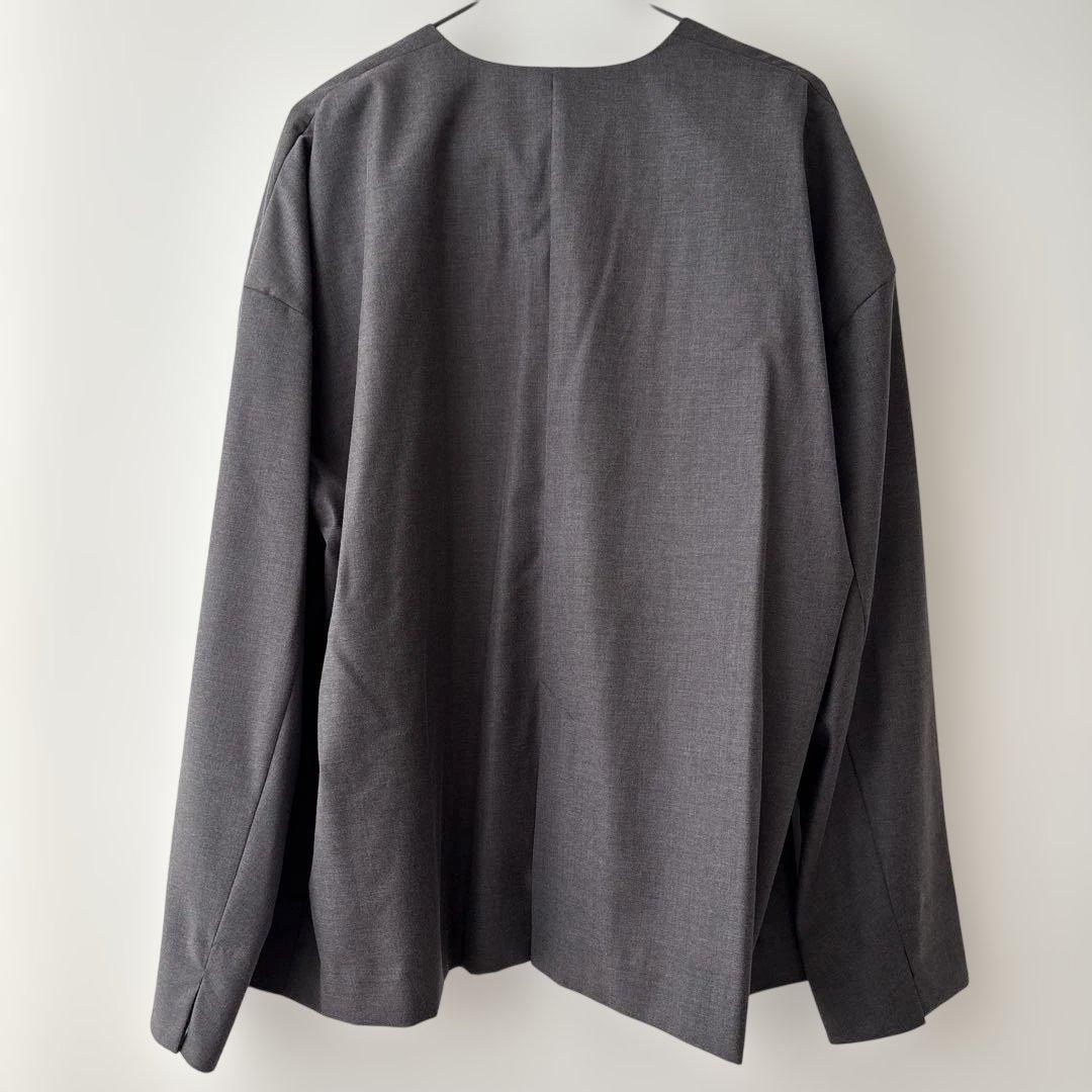 SOLAMONATノーカラージャケット グレー 長袖 40