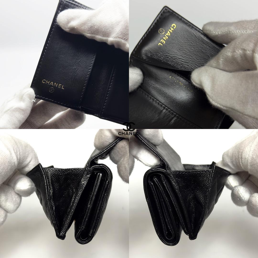 正規品　新型タイプ　シャネル　マトラッセ　ゴールド金具　Wホック　三つ折り財布