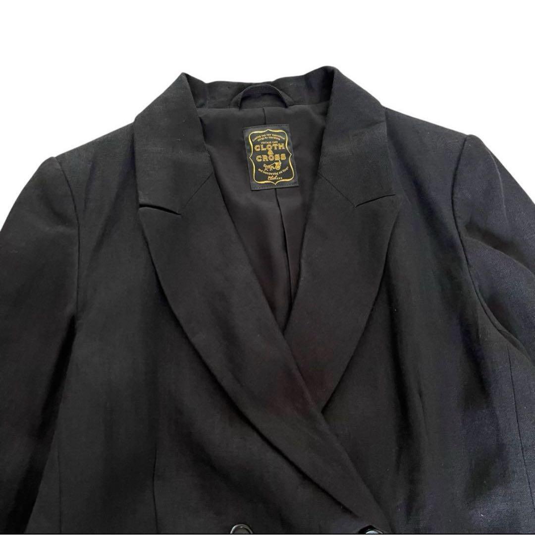 ハグオーワー＊クロスアンドクロス＊ リネンダブルブレストジャケット＊ブラック