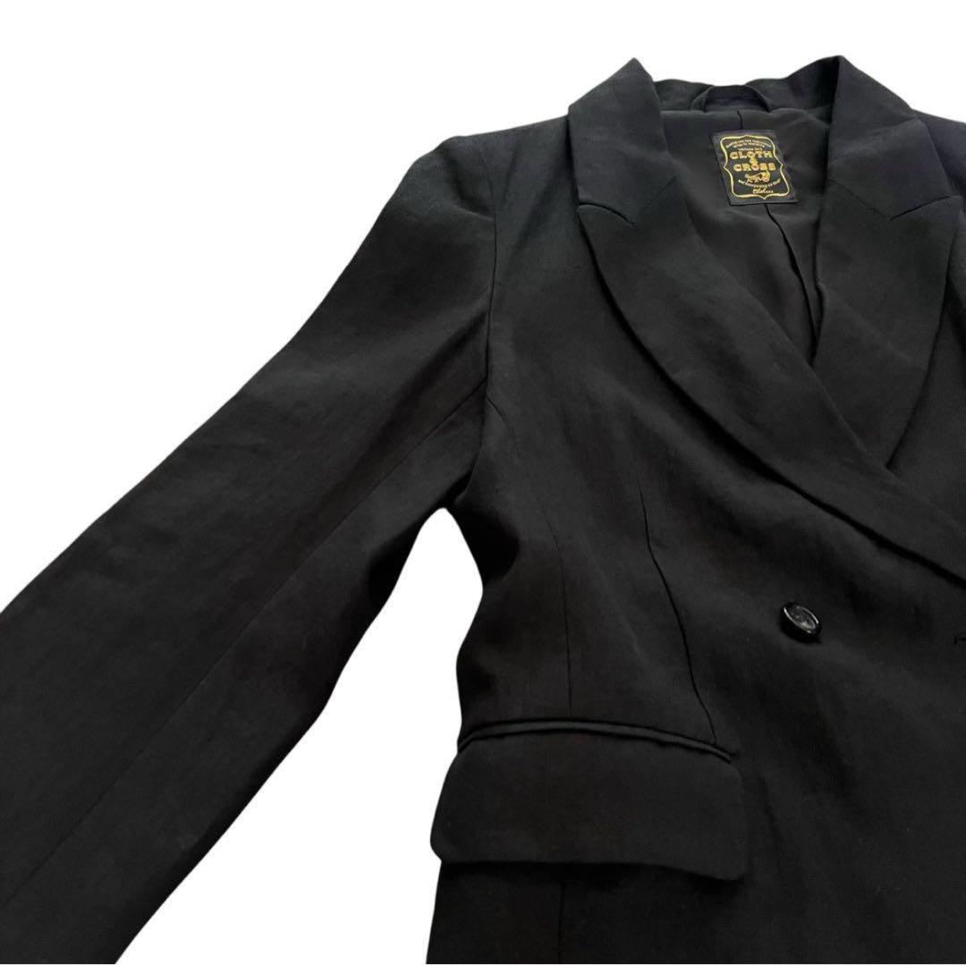 ハグオーワー＊クロスアンドクロス＊ リネンダブルブレストジャケット＊ブラック