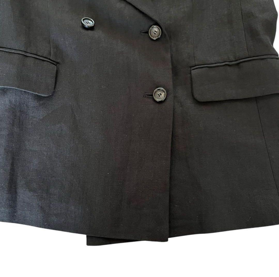 ハグオーワー＊クロスアンドクロス＊ リネンダブルブレストジャケット＊ブラック