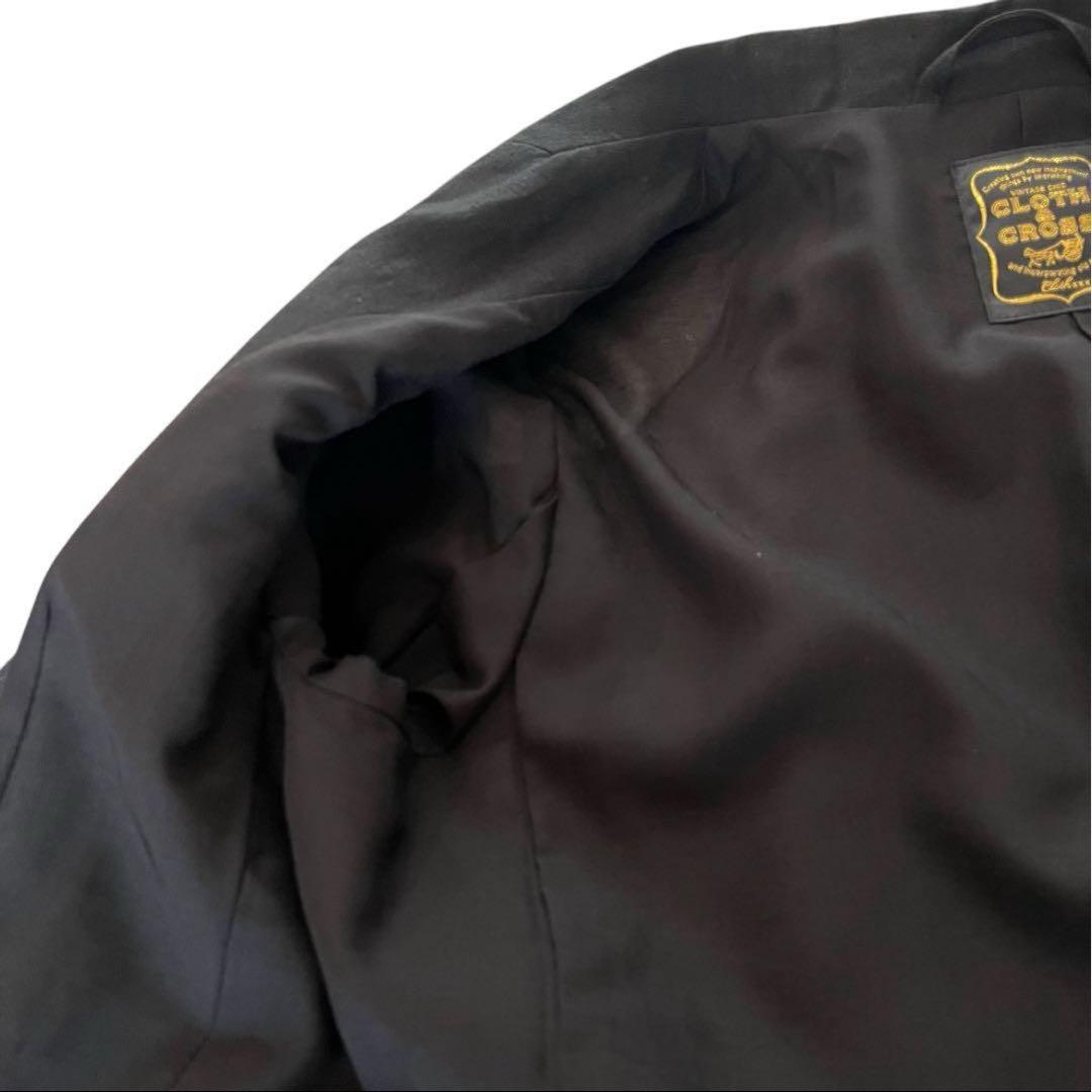 ハグオーワー＊クロスアンドクロス＊ リネンダブルブレストジャケット＊ブラック