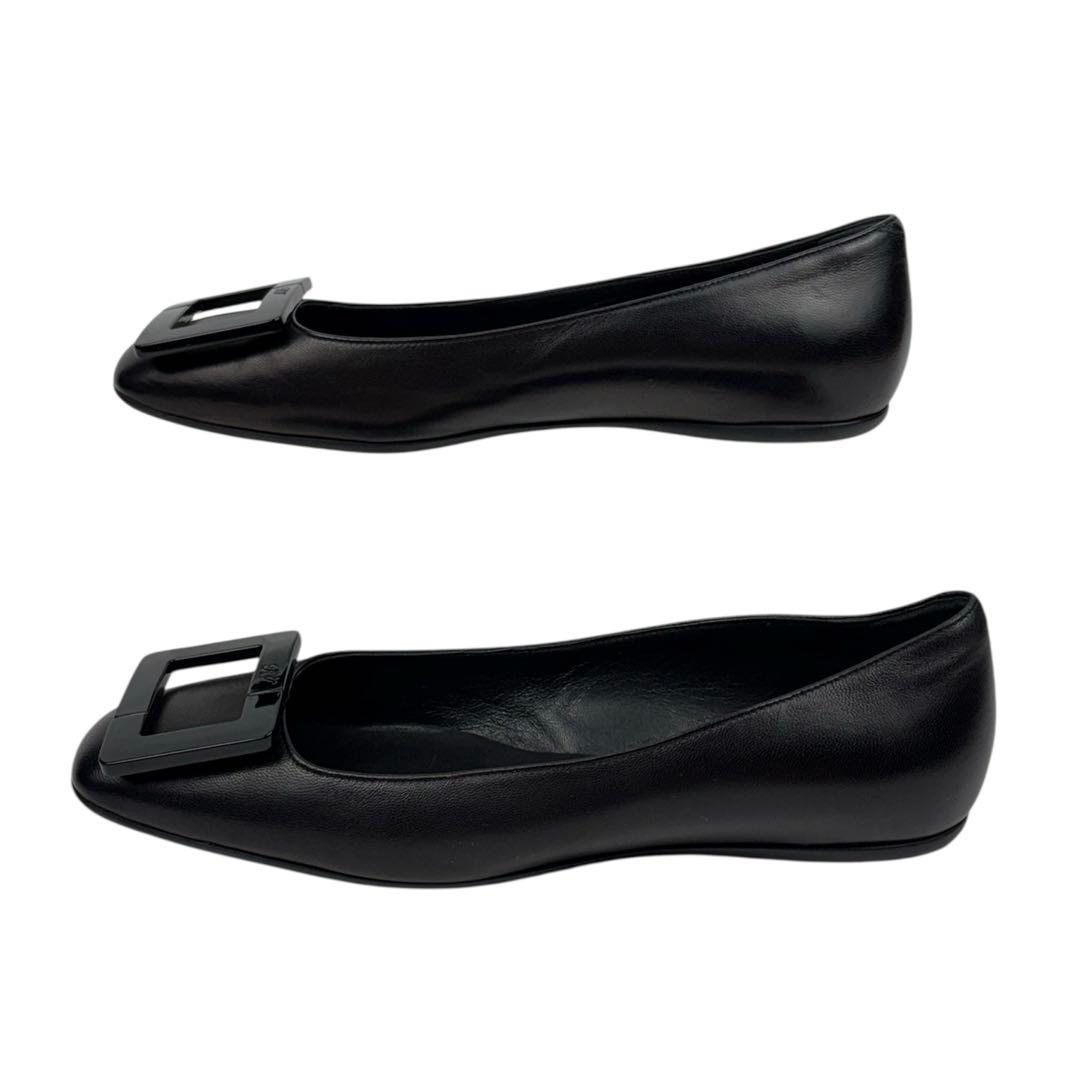 【ほぼ未使用】ロジェヴィヴィエ　フラットパンプス　バックル　黒　24cm