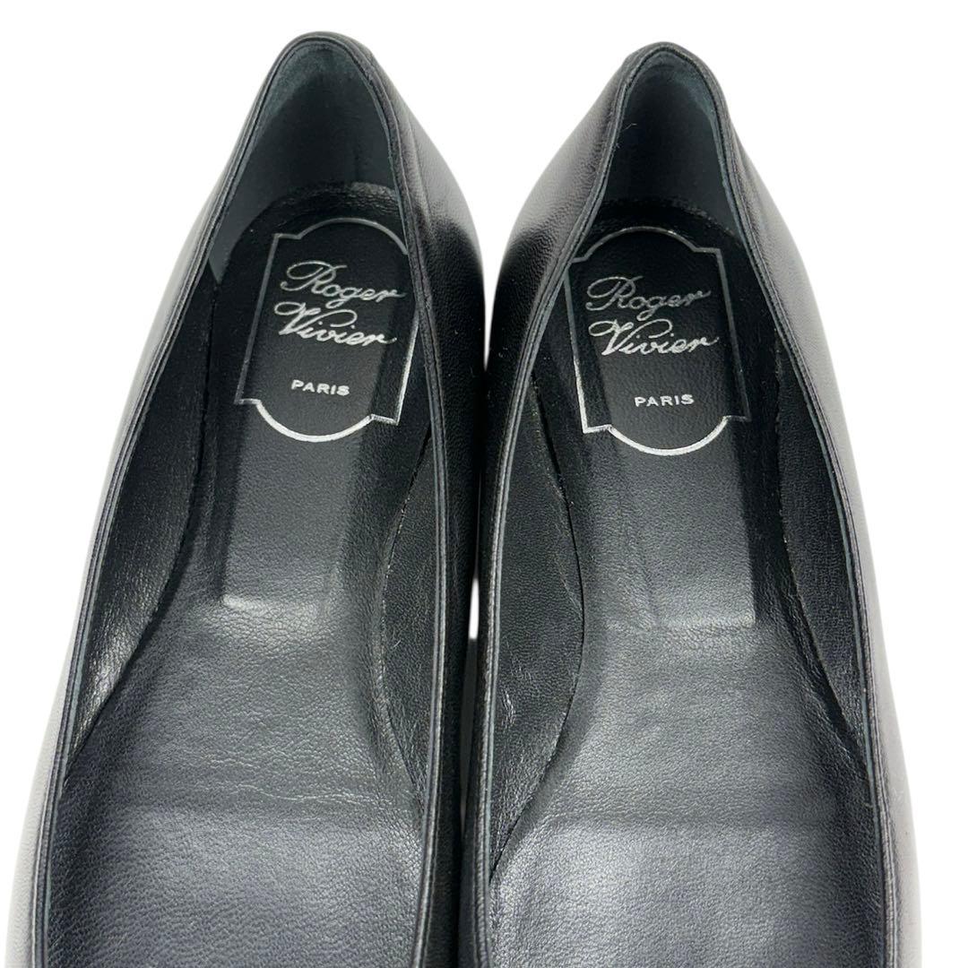 【ほぼ未使用】ロジェヴィヴィエ　フラットパンプス　バックル　黒　24cm