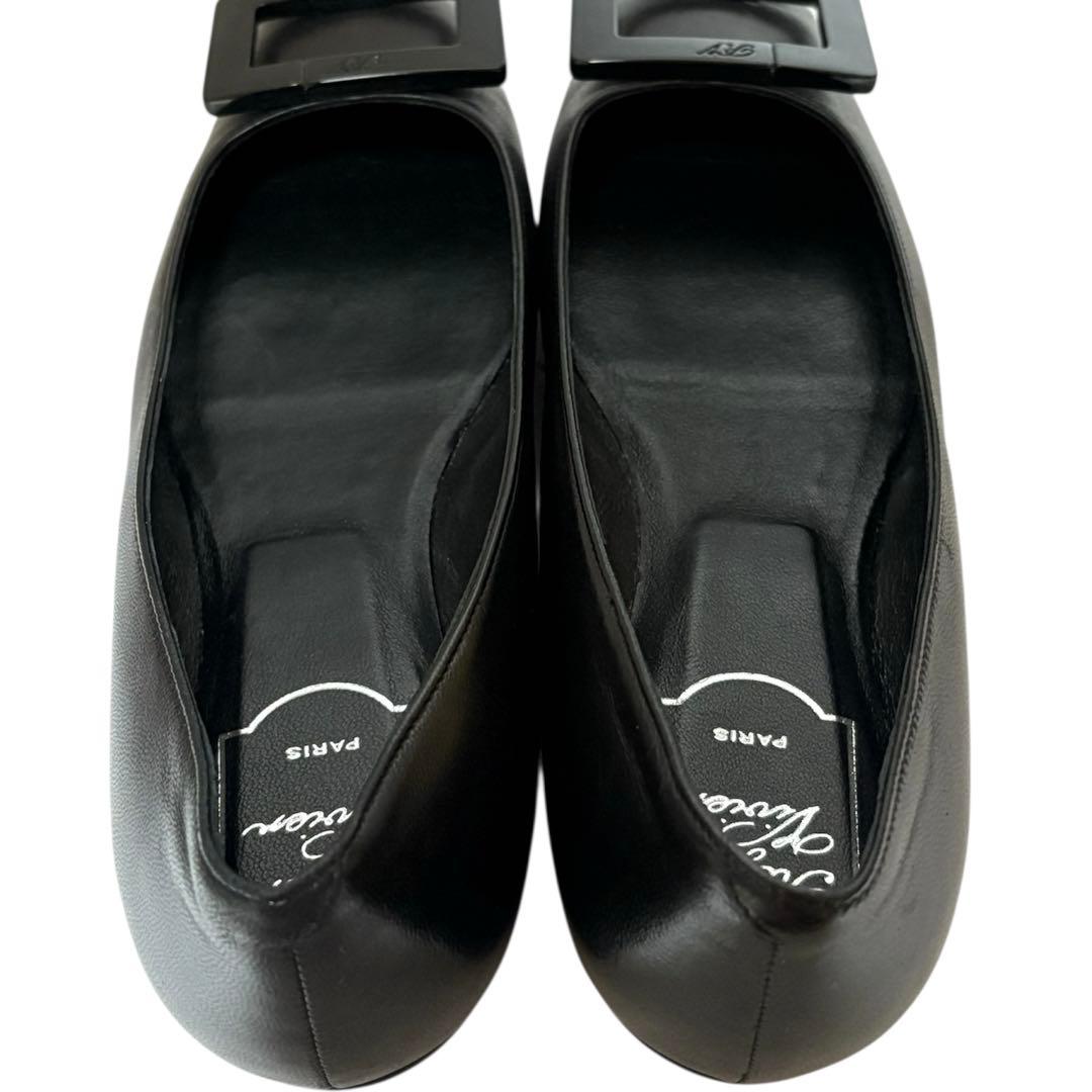 【ほぼ未使用】ロジェヴィヴィエ　フラットパンプス　バックル　黒　24cm