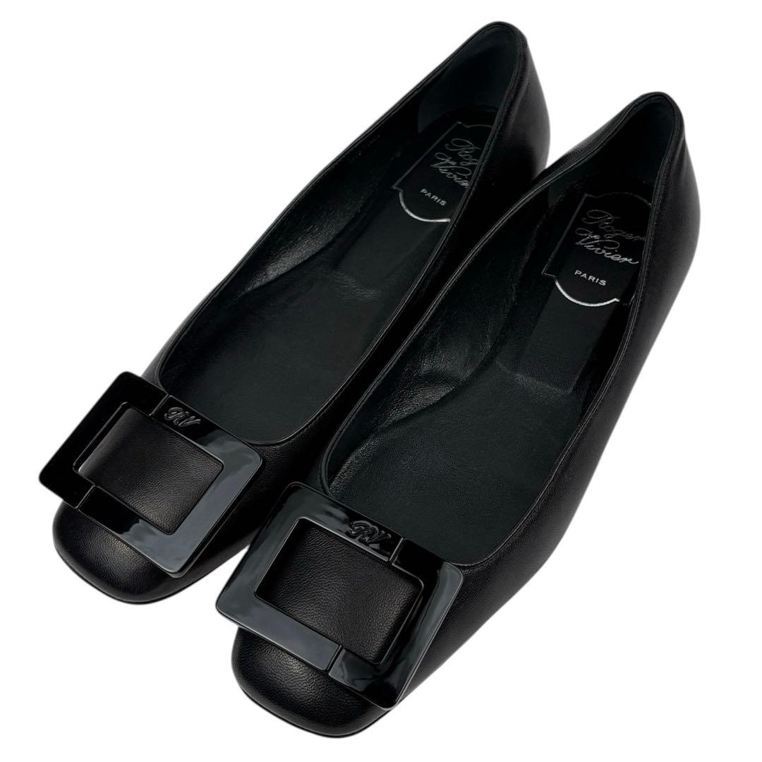 【ほぼ未使用】ロジェヴィヴィエ　フラットパンプス　バックル　黒　24cm