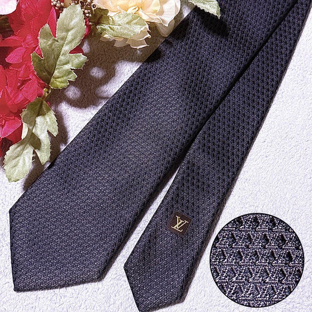 LVモノグラム【未使用】ルイヴィトン ネクタイ 総柄 ジャガード シルク メンズ