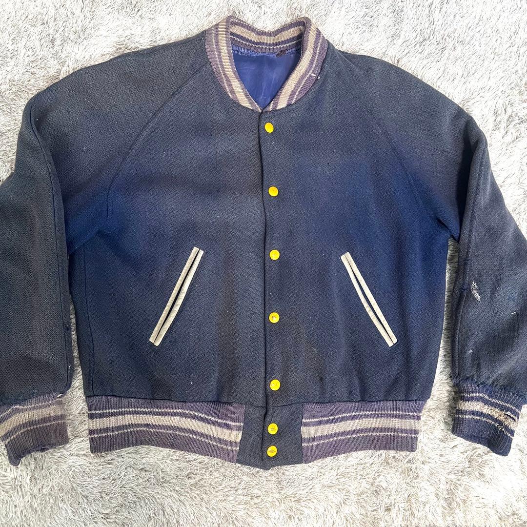 50s 60s ウール スタジャン サテン ジャケット リバーシブル USA製