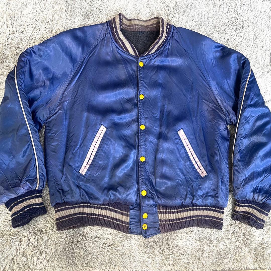 50s 60s ウール スタジャン サテン ジャケット リバーシブル USA製