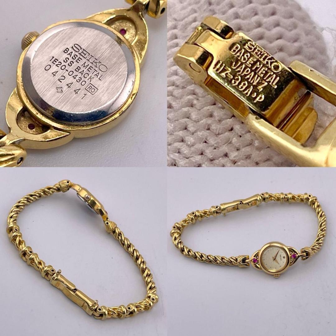 【新品電池◎/稼働】セイコー 2Pカラーストーン ルビー ゴールドウォッチ 時計