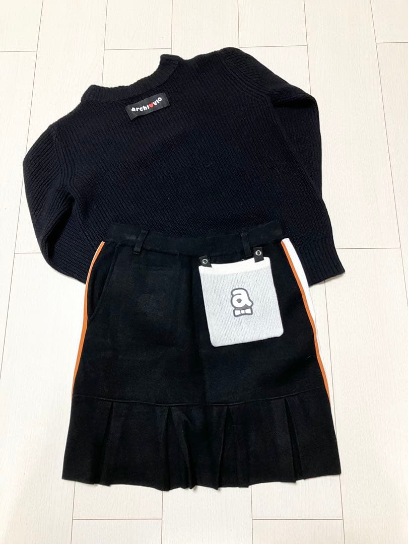 (美品)アルチビオarchivio トナカイセーター・ロゴ柄スカート サイズ36