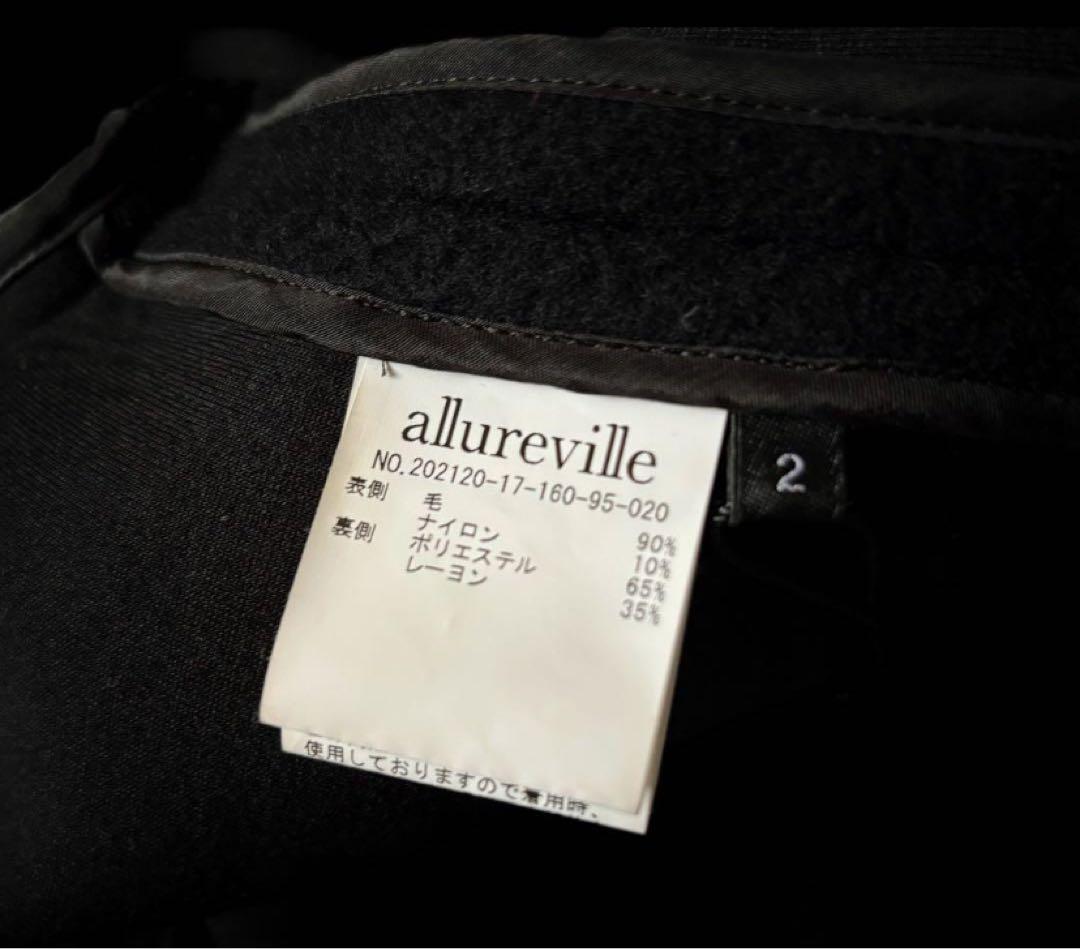 allureville ブラック ウールボンディングチェスターコート　2