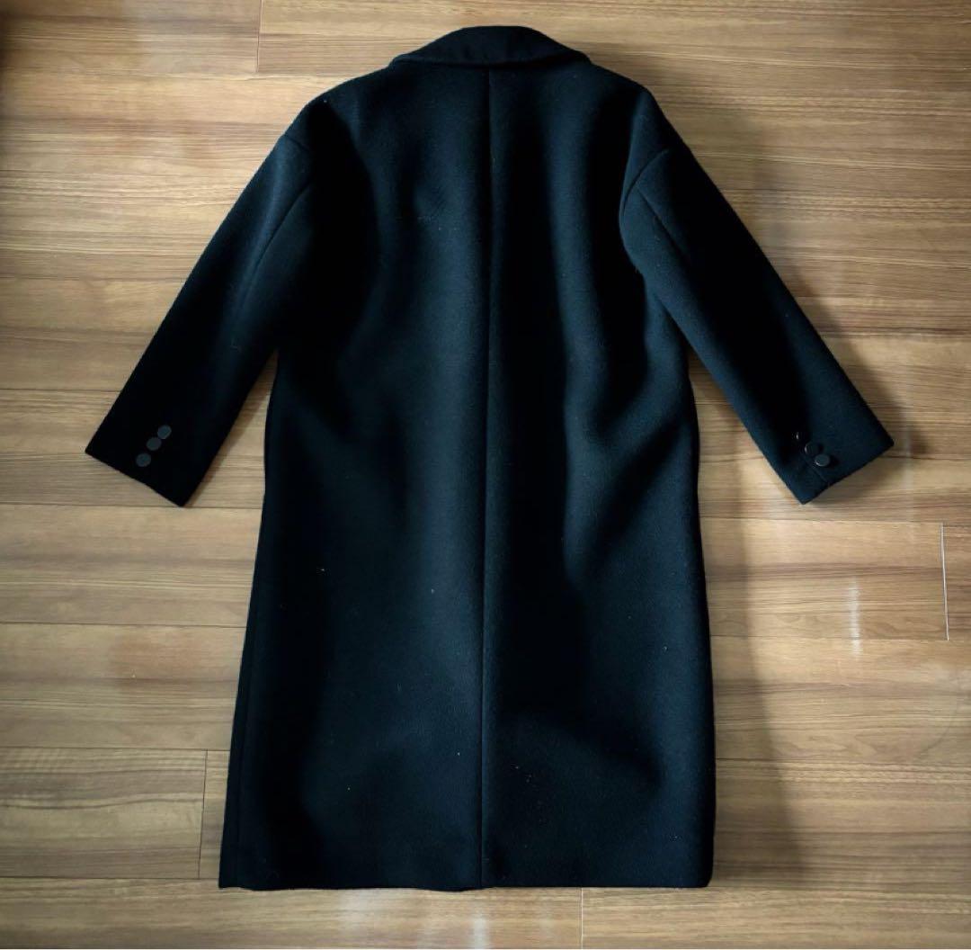 allureville ブラック ウールボンディングチェスターコート　2