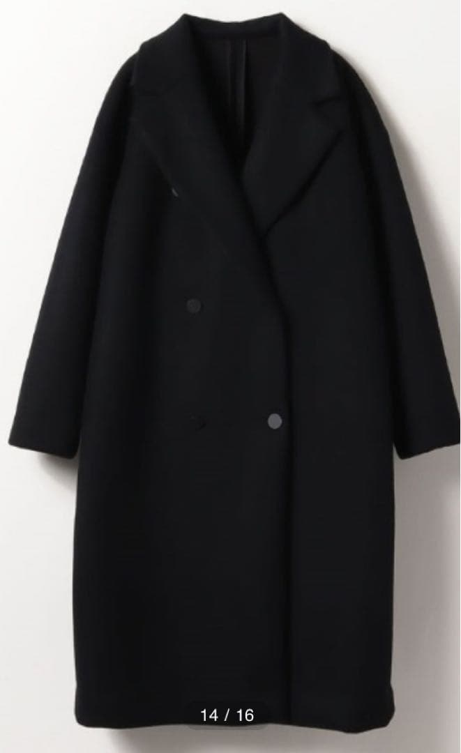 allureville ブラック ウールボンディングチェスターコート　2