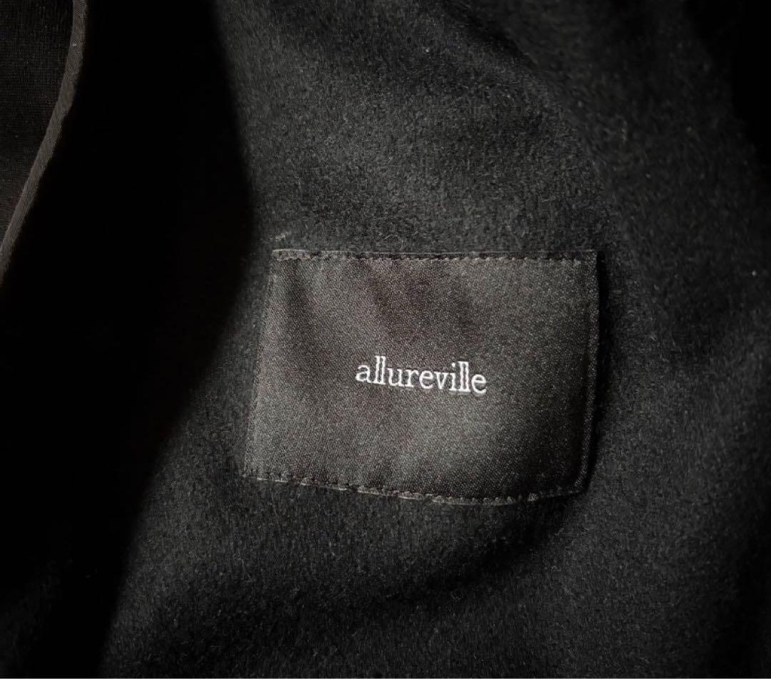 allureville ブラック ウールボンディングチェスターコート　2