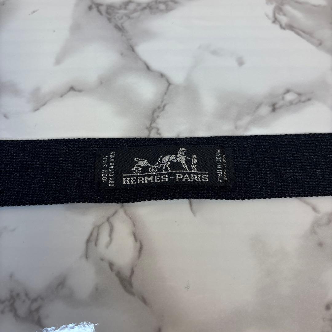 【極美品✨】HERMES ニットネクタイ　2way ブラック　グレー　黒　秋冬