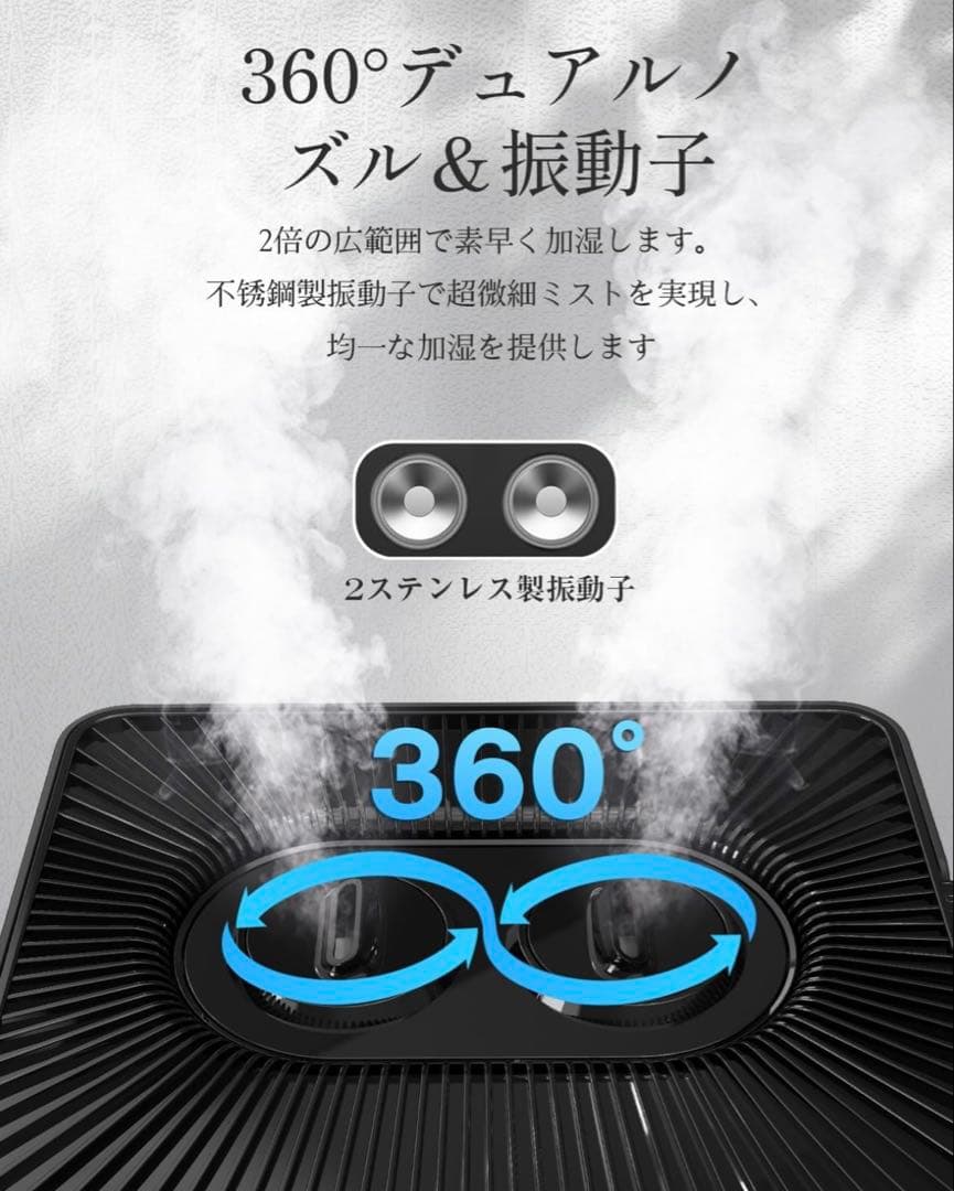 加湿器 ハイブリッド式 スチーム式 大容量20L 業務用 加熱式 +超音波式 黒