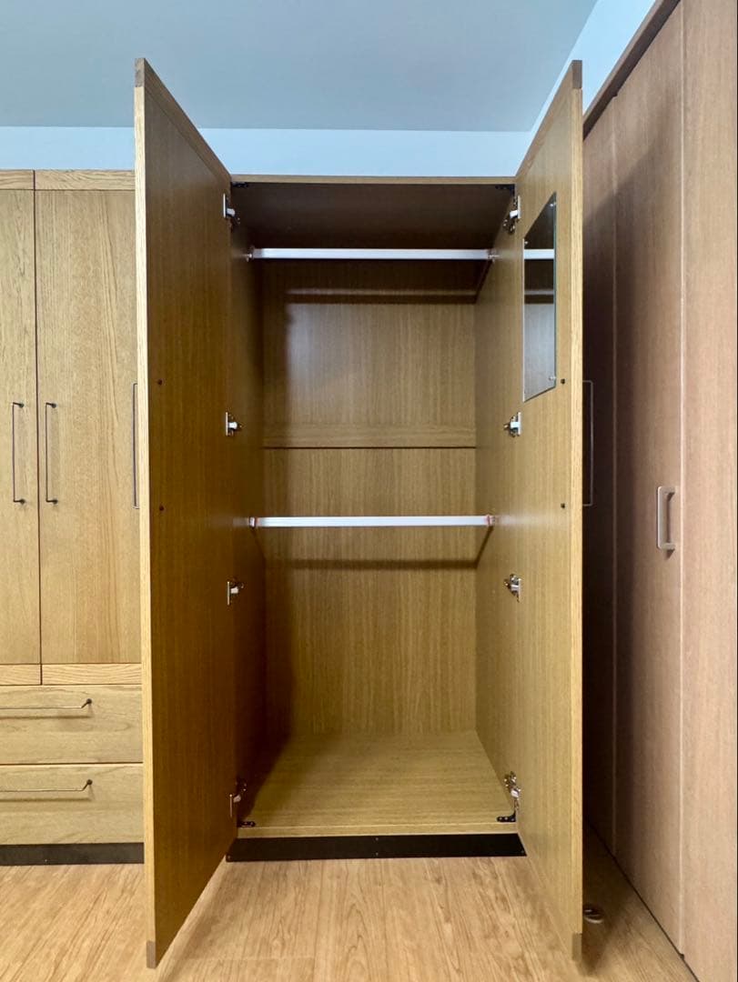 【美品】ナチュラルウッド 2ドアクローゼット