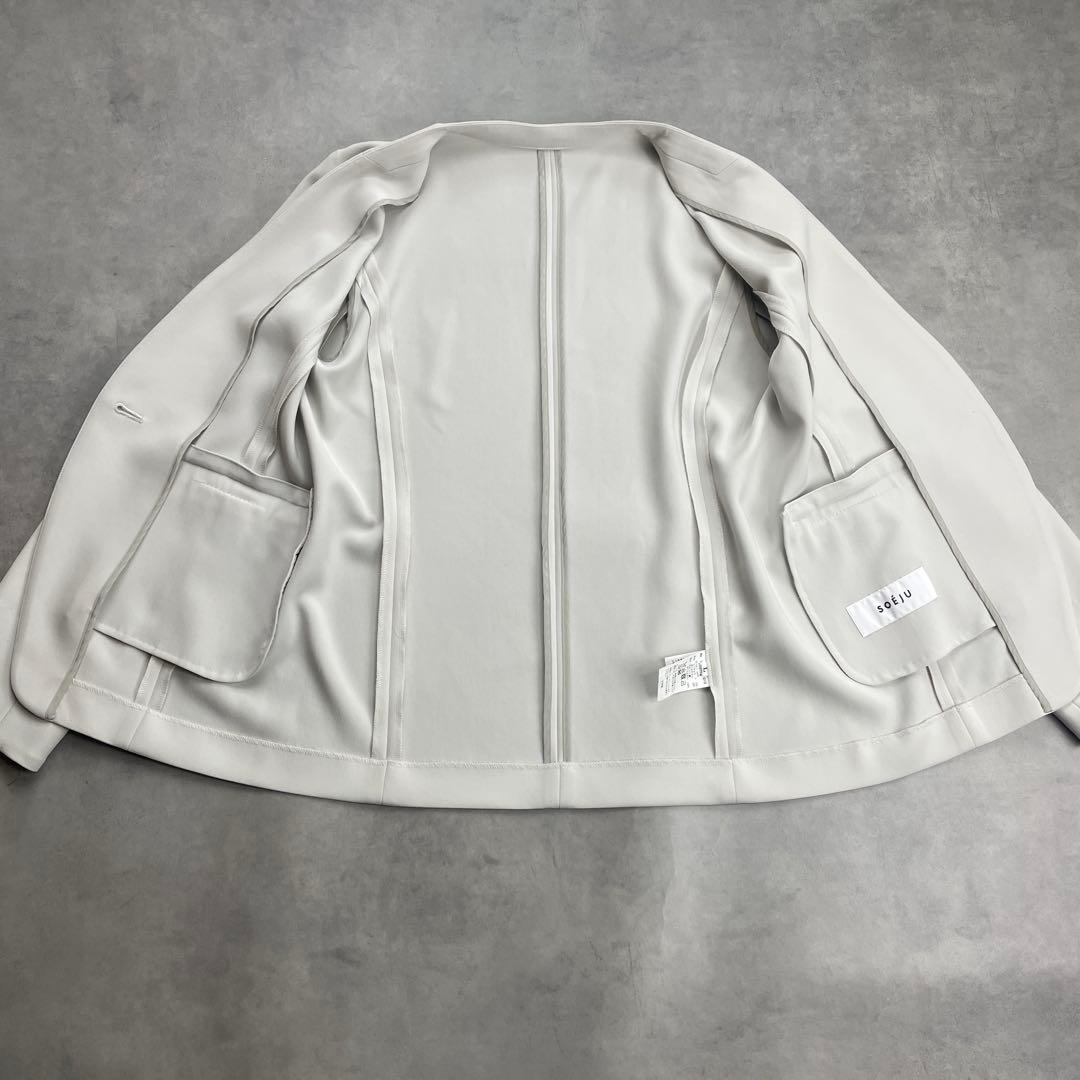 極美品　ソージュ　SOÉJU　ノーカラージャケット　ライトグレー　Lサイズ