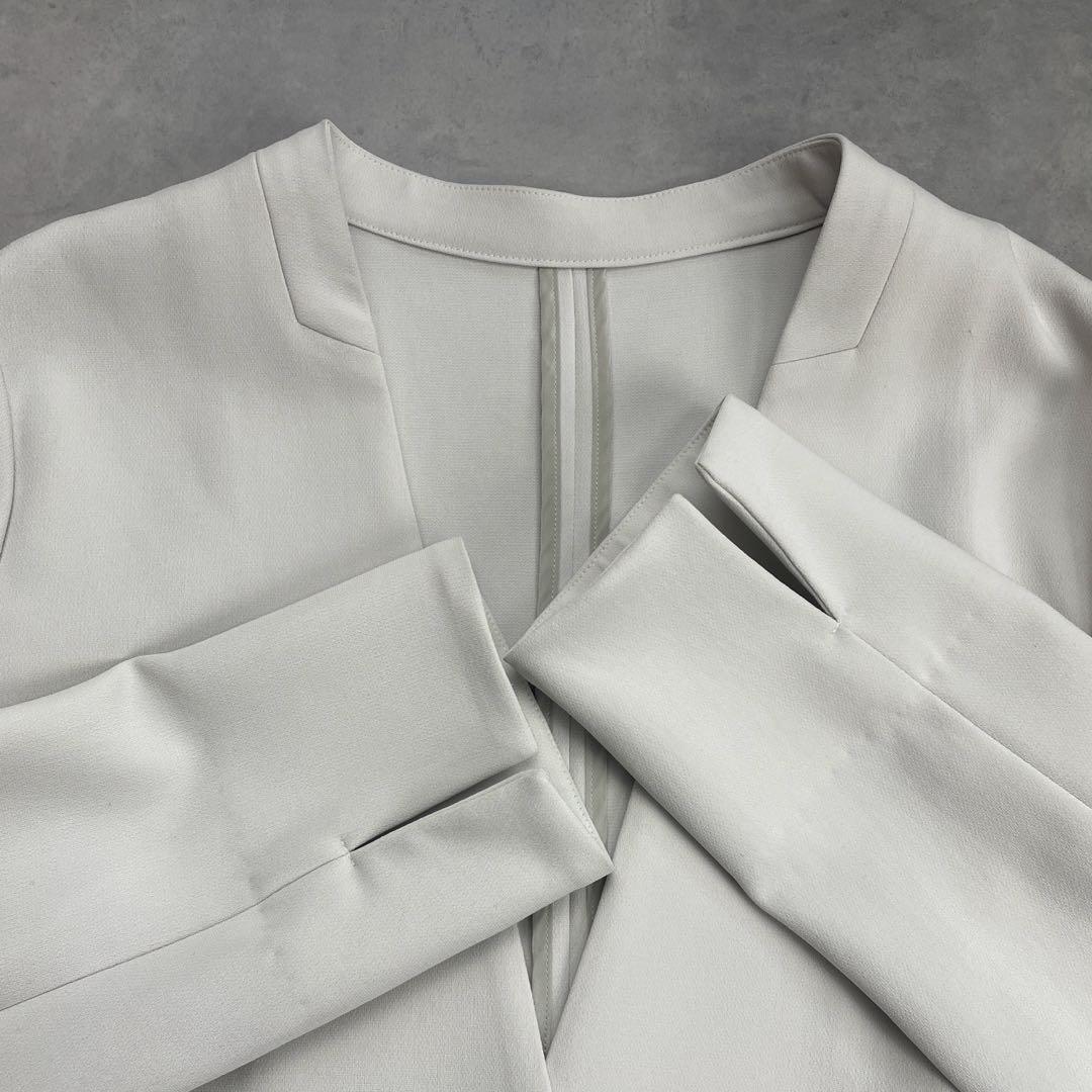 極美品　ソージュ　SOÉJU　ノーカラージャケット　ライトグレー　Lサイズ