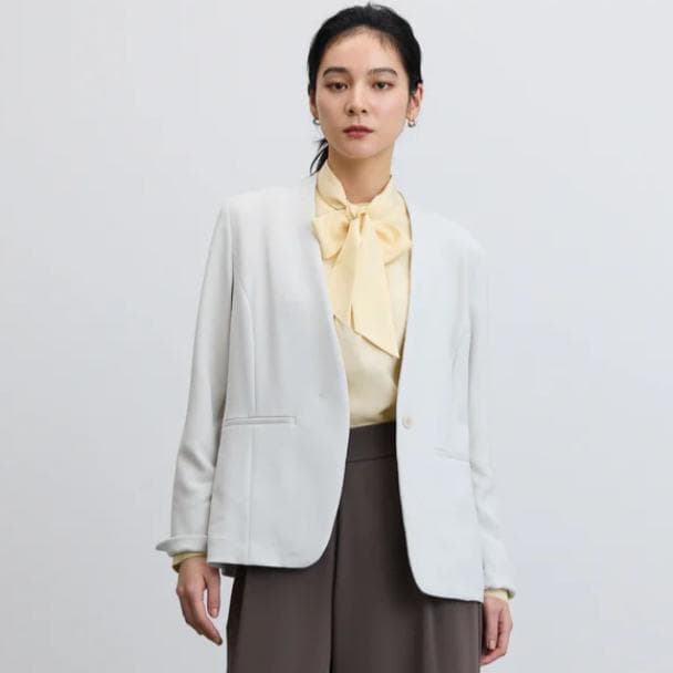 極美品　ソージュ　SOÉJU　ノーカラージャケット　ライトグレー　Lサイズ