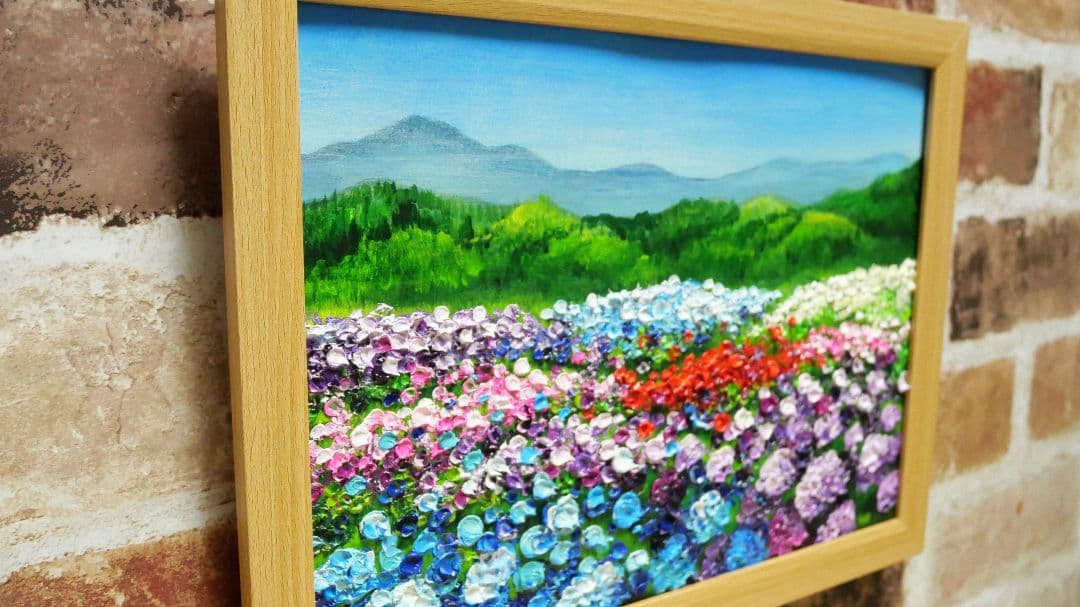 油絵 絵画 【アジサイの丘】