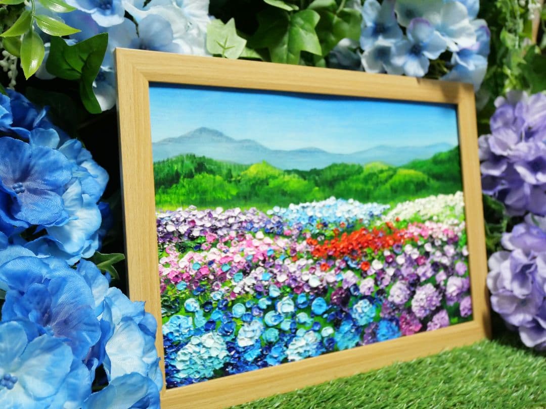 油絵 絵画 【アジサイの丘】